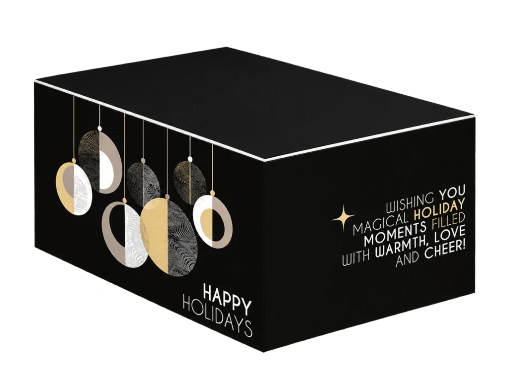 Kerstpakketdoos happy holiday zwart