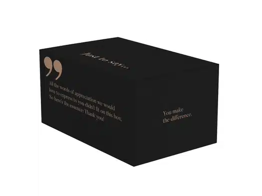 kerstpakketdoos zwart quote